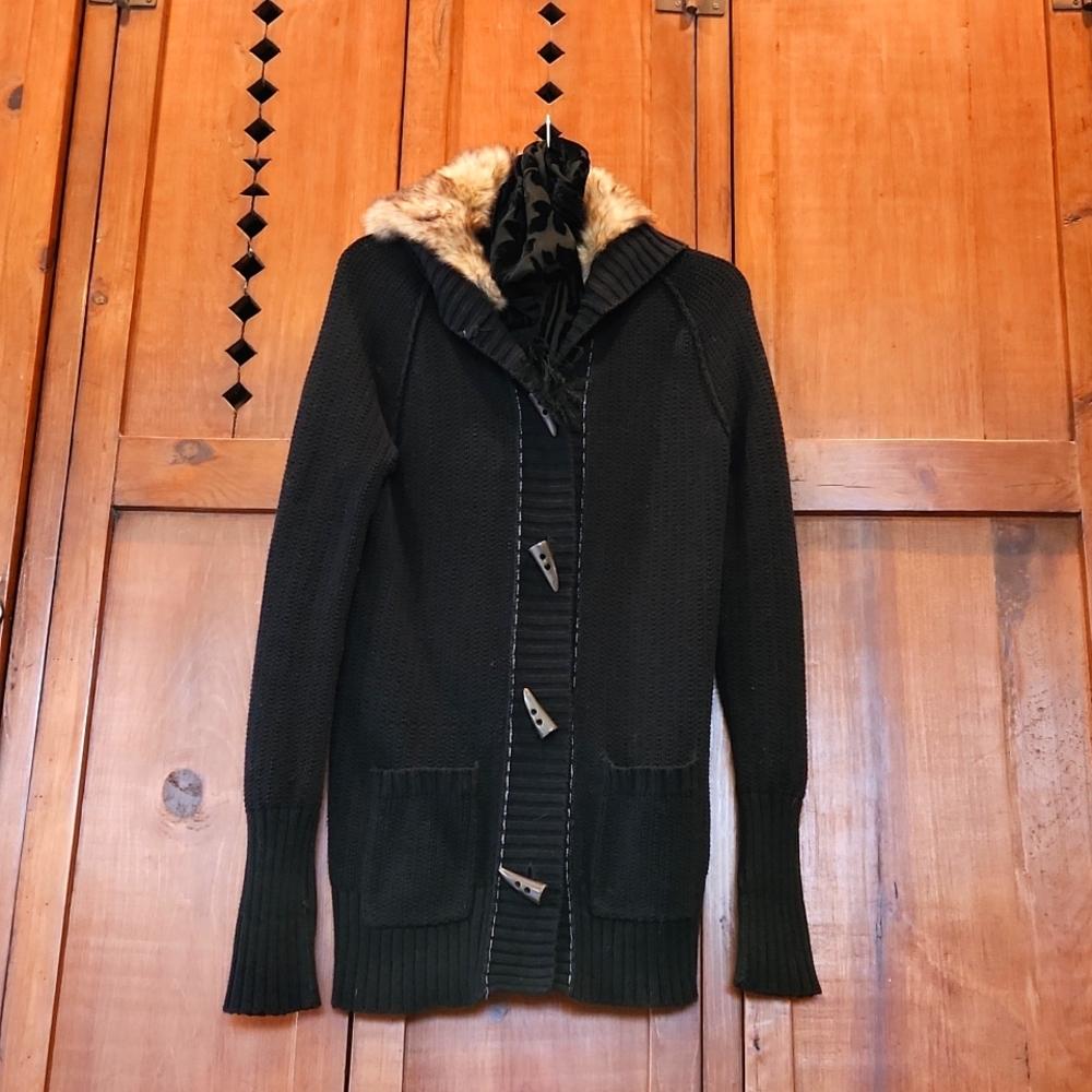fur lined hooded sweater